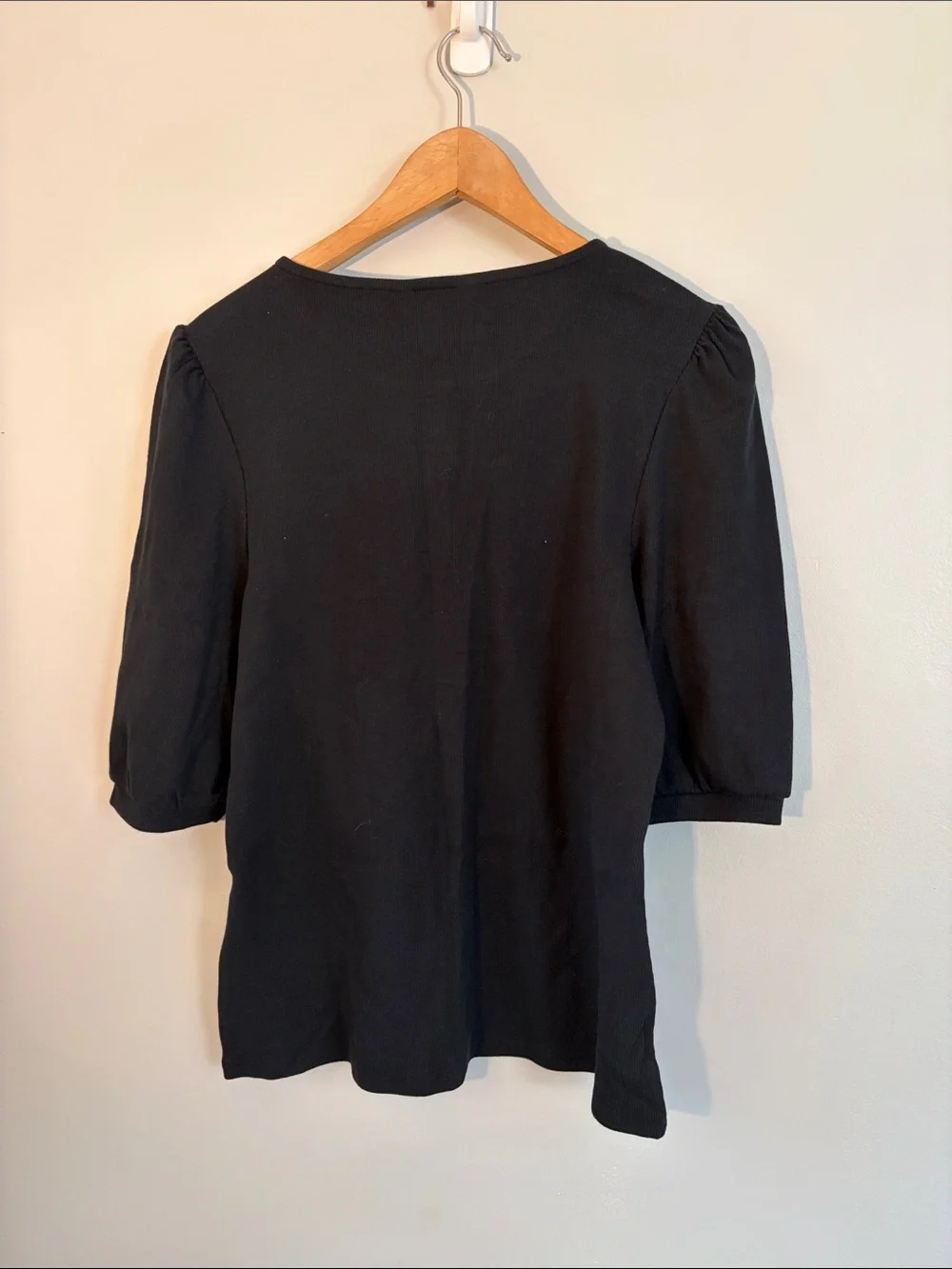 Boden Puff Sleeve Blouse Black Size 14 Like New
